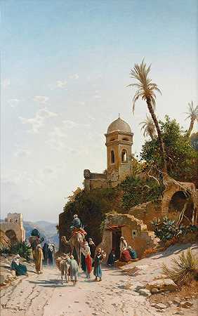 在去耶路撒冷的路上`On The Road To Jerusalem by Hermann David Salomon Corrodi