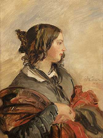 年轻的维多利亚女王肖像`Portrait of the Young Queen Victoria (1843) by Franz Xaver Winterhalter