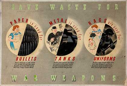 节省战争武器的浪费`Save waste for war weapons (between 1939 and 1946) by Abram Games