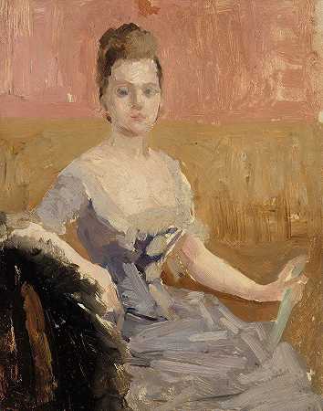 奥古斯塔·勒温霍普特伯爵夫人肖像研究`Portrait Study Of Countess Augusta Lewenhaupt (1887) by Albert Edelfelt