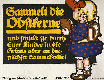 收集水果种子`Sammelt die Obstkerne (1916) by Julius Gipkens