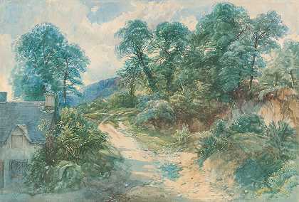 乡间小路`A Country Lane (c. 1850) by John Middleton