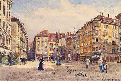 维也纳的犹太广场`Der Judenplatz In Wien (1895) by Ernst Graner