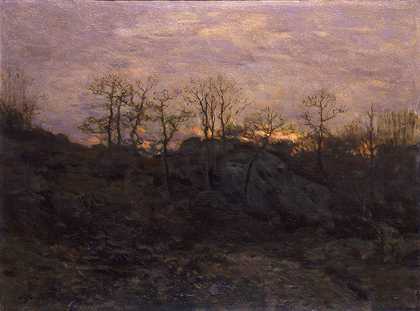 森林的边缘，暮色`Edge of the Forest, Twilight (ca. 1890) by Charles H. Davis