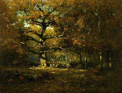康涅狄格州森林`Connecticut Woods (1899) by Henry Ward Ranger