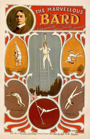 神奇的吟游诗人，非凡的技巧摇摆线艺术家`The marvellous Bard, phenomenal trick swinging wire artist (1890)