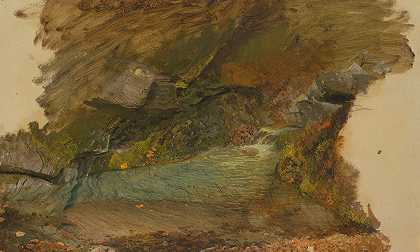 林地溪流`Woodland stream (1850–60) by Frederic Edwin Church