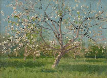 果树开花的研究`Study of Blooming Trees in an Orchard (1900–1910) by Ladislav Mednyánszky