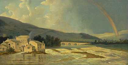 码头河上的奥特利桥`Otley Bridge on the River Wharfe by William Hodges
