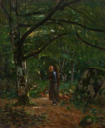 枫丹白露森林（枫丹白露森林）`In Fontainebleau Woods (Fontainebleau Forest) (1873) by John Washington Love