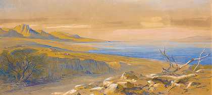 约旦死海`The Dead Sea, Jordan by Edward Lear