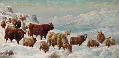 高地的冬天`Winter in the highlands (1871) by Charles Jones