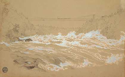 尼亚加拉峡谷，面向吊桥`The Gorge, Niagara, Looking Toward the Suspension Bridge (ca. 1856–58) by Frederic Edwin Church