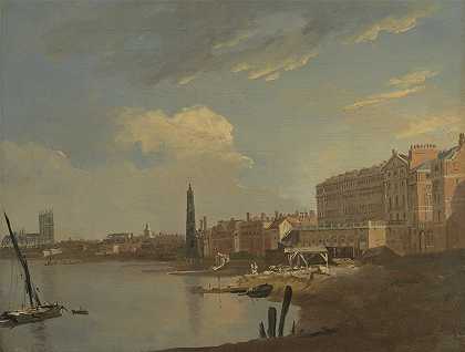 泰晤士河和阿德尔菲河`The Thames and the Adelphi by William Hodges