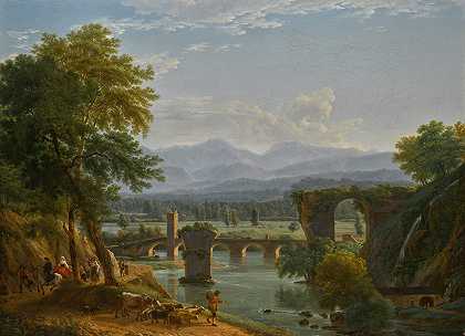 意大利纳尼市附近内拉河上的奥古斯都大桥`The Augustus Bridge Over The River Nera, Near The City Of Narni, Italy (1790) by Jean-Joseph-Xavier Bidauld