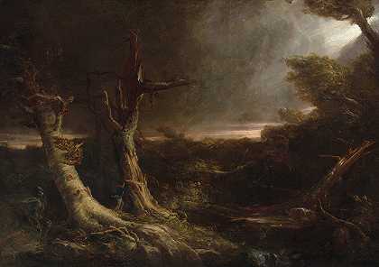 美国森林中的龙卷风`Tornado in an American Forest (1831) by Thomas Cole