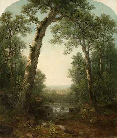 森林溪流`Forest Stream with Vista (1872) by Asher Brown Durand