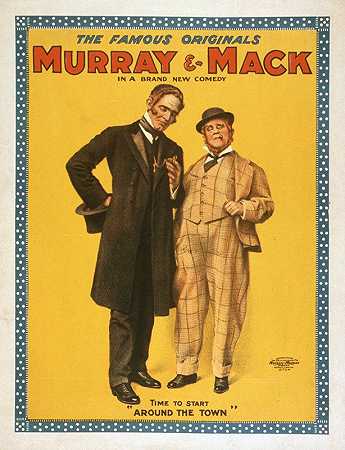 在一部全新的喜剧中，著名的原著是默里和麦克`The famous originals Murray and Mack in a brand new comedy (1905) by U.S. Lithograph Co.