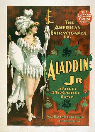 小阿拉丁：一个奇妙的灯的故事。`Aladdin Jr. a tale of a wonderful lamp. (1894) by Strobridge and Co. Lith.