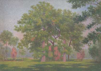 绿树成荫`Landscape with Trees (1901–1925) by Dezider Czölder