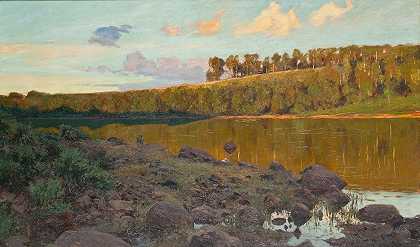 森林中的湖泊`Lake in the Forest (1898) by Gottfrid Kallstenius