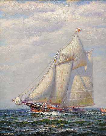 海上船只`Vessel at Sea (circa 1925) by James Gale Tyler