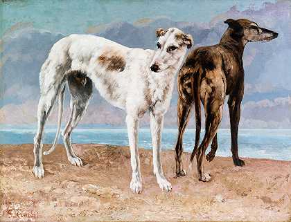 Choiseul伯爵的灰狗`The Greyhounds of the Comte de Choiseul (1866) by Gustave Courbet