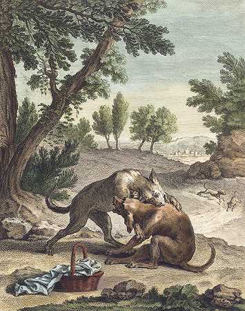 背着主人晚餐的狗脖子（背着主人上衣的狗）`Le chien qui porte a son cou le diner de son maitre (The Dog Carrying His Masters Supper) (1756) by Martin Marvie
