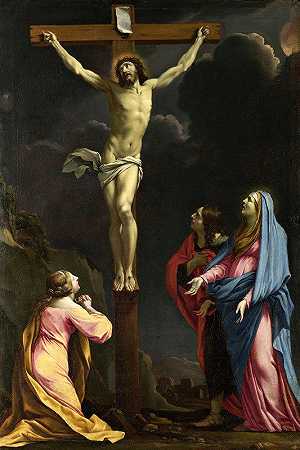 基督与圣母和圣徒在十字架上`Christ On The Cross With The Virgin And Saints by Eustache Le Sueur