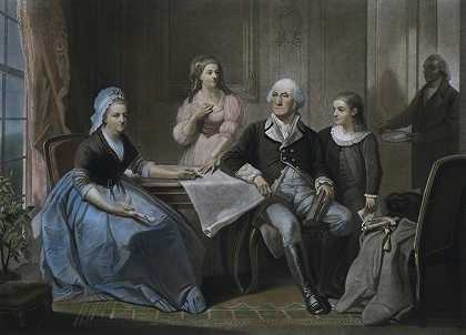 克里斯汀·舒塞尔，华盛顿和他的家人`Christian Schussele, Washington and His Family (1865) by William Sartain