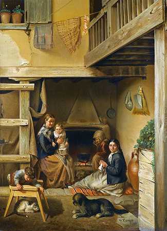 幸福家庭`The Happy Family (1878) by Georgios Corizi