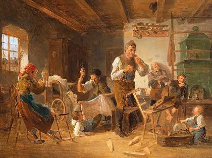 忙碌的家庭生活`Busy Family Life (1838) by Eduard Ritter