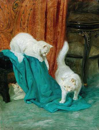 猫在玩耍`Cats Playing by Arthur Heyer