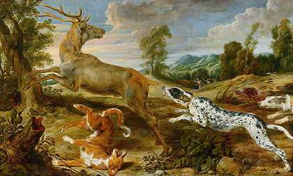 猎鹿`Stag Hunt by Paul de Vos