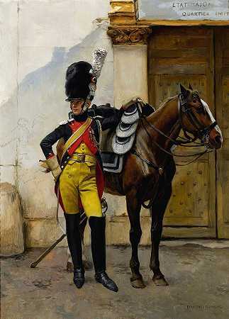 皇家卫队的精锐士兵`An Elite Soldier Of The Imperial Guard by François Flameng