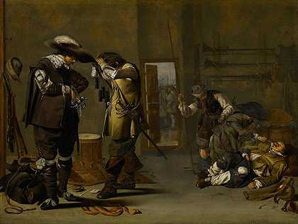 士兵们在武装自己`Soldiers Arming Themselves (mid 1630s) by Jacob Duck