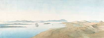 德洛斯岛全景图`Panorama View on the Islands of Delos (early 19th–late 19th century) by Johann Michael Wittmer II