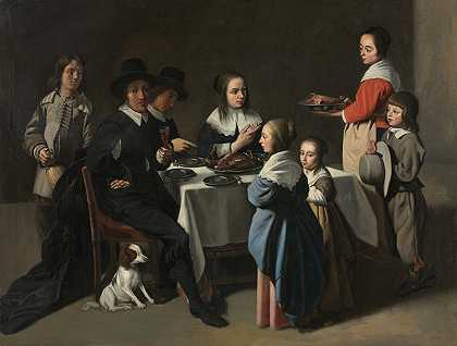 家庭聚餐`A Family Meal (c. 1645~55 or later) by Le Nain family