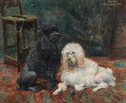 皇家贵宾犬乔科和杰拉尔丁`The Royal Poodles Jocko and Geraldine by Francois Richard de Montholon