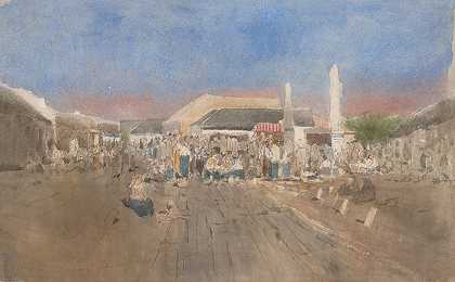 索尔诺克市场`Market in Szolnok (1880) by Ladislav Mednyánszky
