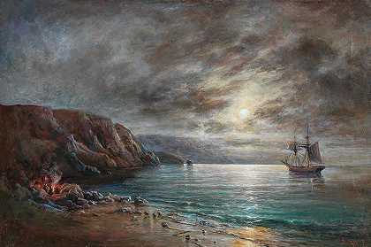 克里米亚月夜`Moonlit Night over Crimea by A. Frandetti
