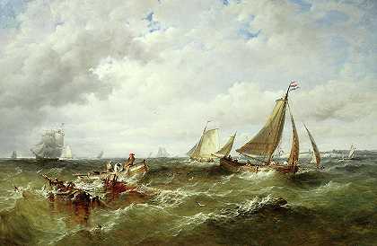 打捞帆布`Salvaging the sail cloth by John Moore of Ipswich