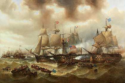 特拉法尔加海战`The Battle of Trafalgar by Francois-Etienne Musin
