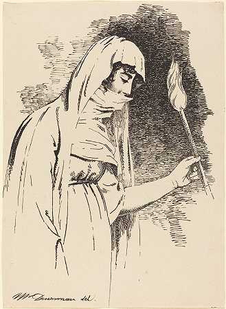 举着火炬的东方女人`Oriental Woman, Holding a Torch (1806) by John Downman