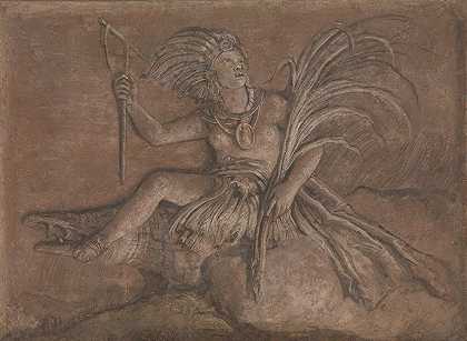 代表美国的寓言人物`Allegorical Figure Representing America by Giovanni Domenico Tiepolo