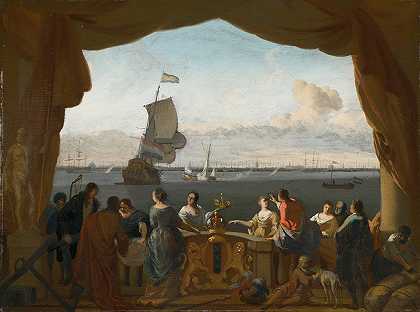 阿姆斯特丹海上贸易繁荣的寓言`Allegory of the flourishing Amsterdam maritime trade (1650~1699) by Ludolf Bakhuysen