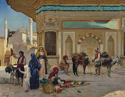 伊斯坦布尔艾哈迈德三世喷泉`The Fountain Of Ahmed III, Istanbul (1892) by Rudolf Ernst