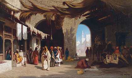 贝鲁斯巴扎`Bazar A Beyrouth by Charles Théodore Frère