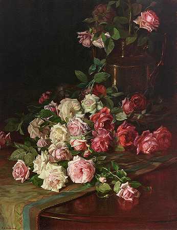 玫瑰和桃花心木`Roses and Mahogany by Robert Jenkins Onderdonk