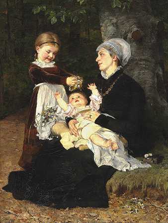护士的来访`En Ammes Besøg (1878) by Bertha Wegmann